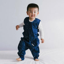 Load image into Gallery viewer, Woolbabe Organic/Merino Sleep Suit Navy/Stars (1y)