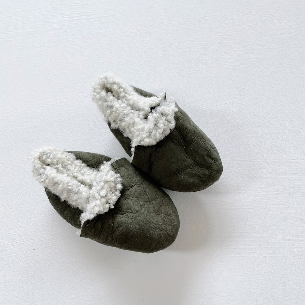 Nature Baby Lambswool Booties Forest Green (0-3m)