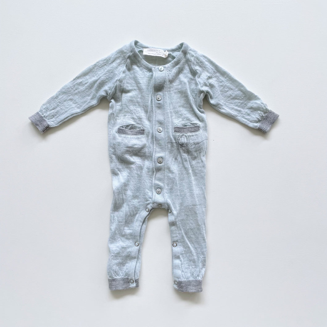 Merino Kids Onsie Powder Blue (0-3m)