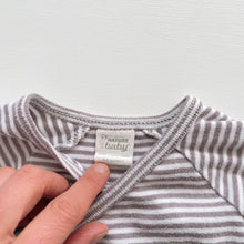 Load image into Gallery viewer, Nature Baby Organic Kimono Bodysuit Grey Stripes (0-3m)
