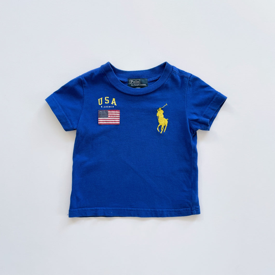 Polo by Ralph Lauren T-Shirt Blue Logo/ Flag (12m)