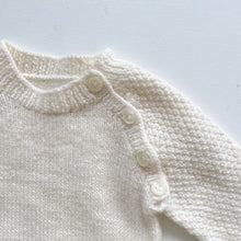 Load image into Gallery viewer, Handmade Wool Jumper Cream w Neck Buttons (0-3m)
