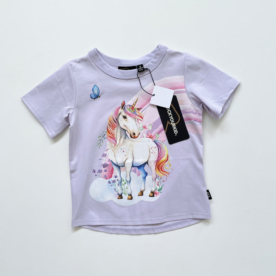 Rock Your Kid Unicorn T-Shirt Lilac NEW (2y)