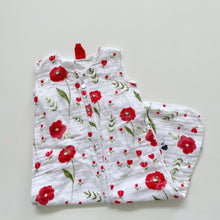 Load image into Gallery viewer, Little Unicorn Cotton Muslin Sleeping Bag Red Poppies 1.0 tog (12-18m)
