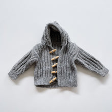 Load image into Gallery viewer, Handmade Wool Overalls + Cardigan Grey/White Stripe (newborn)
