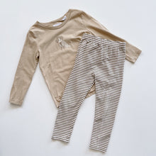 Load image into Gallery viewer, Jamie Kay Organic Long Sleeve PJs Set Cashew/Narrow Stripe Sepia (5y)

