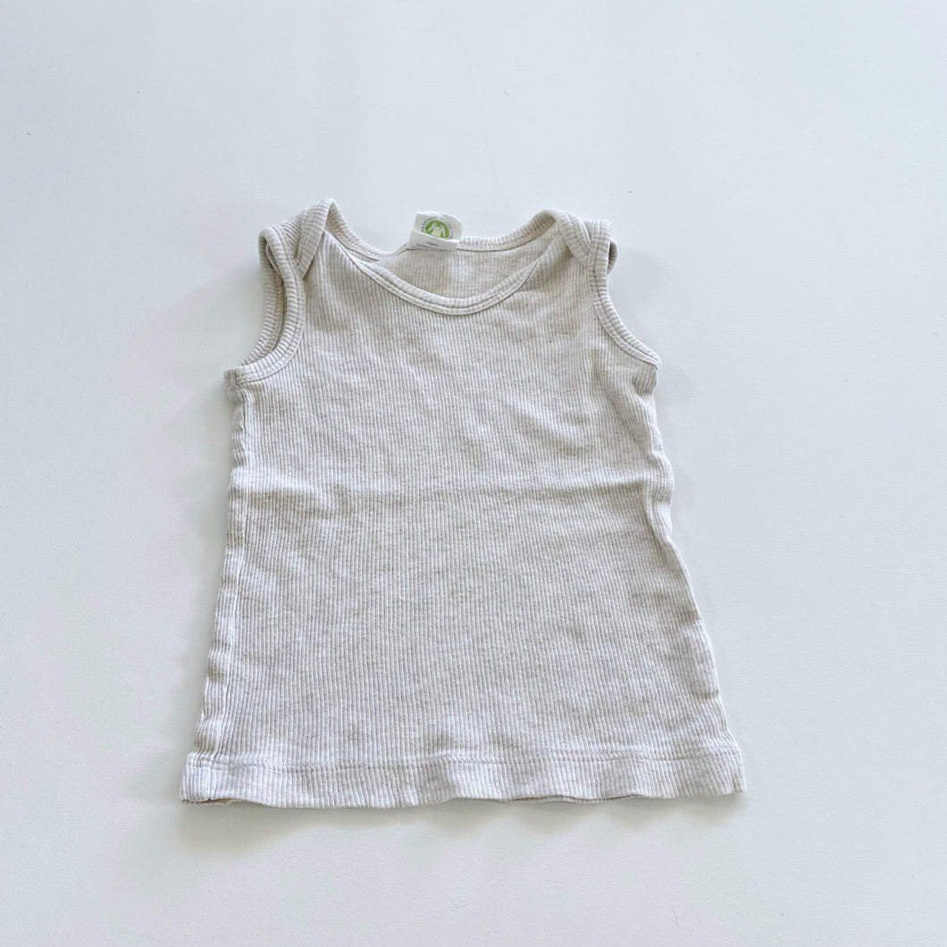 Nature Baby Organic Ribbed Singlet Oatmeal (3-6m)