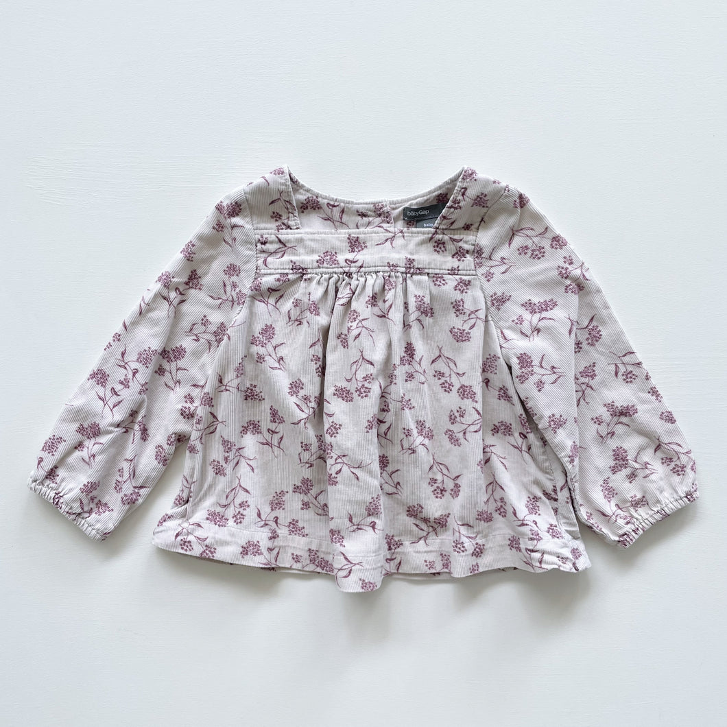 Baby Gap L/S Purple Floral Cord Blouse (6-12m)