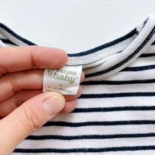 Load image into Gallery viewer, Nature Baby Organic L/S Top Navy Stripes (6-12m)
