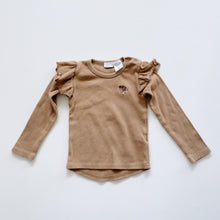 Load image into Gallery viewer, Jamie Kay Organic Rib Flutter Top L/S Tan (6-12m)
