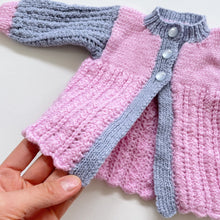 Load image into Gallery viewer, Cute Handmade Cardigan Pink/Grey (newborn)
