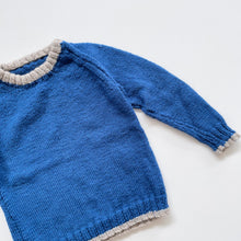 Load image into Gallery viewer, Handmade Wool Jumper Royal Blue w Grey Trim (5y)
