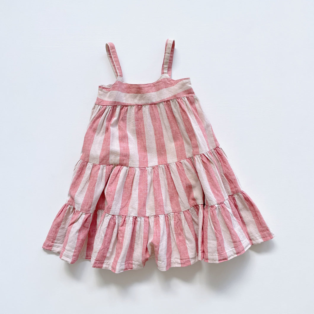 Teeny Weeny Linen Blend Pink Stripe Dress (1y)