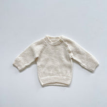 Load image into Gallery viewer, Handmade Wool Jumper Cream w Neck Buttons (0-3m)

