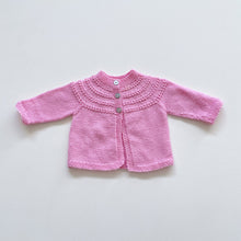 Load image into Gallery viewer, Cute Handmade Lambswool Cardigan Pink (0-3m)
