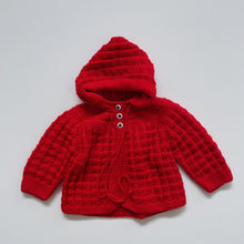 Load image into Gallery viewer, Handmade Hooded Cardigan Red (12-18m)
