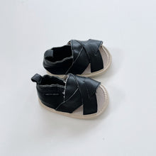 Load image into Gallery viewer, Pretty Brave Black Leather Sandals (Small/6-12m)
