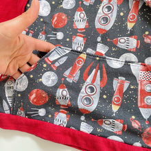 Load image into Gallery viewer, Handmade Red/Rocket Pattern Hoodie (4y)
