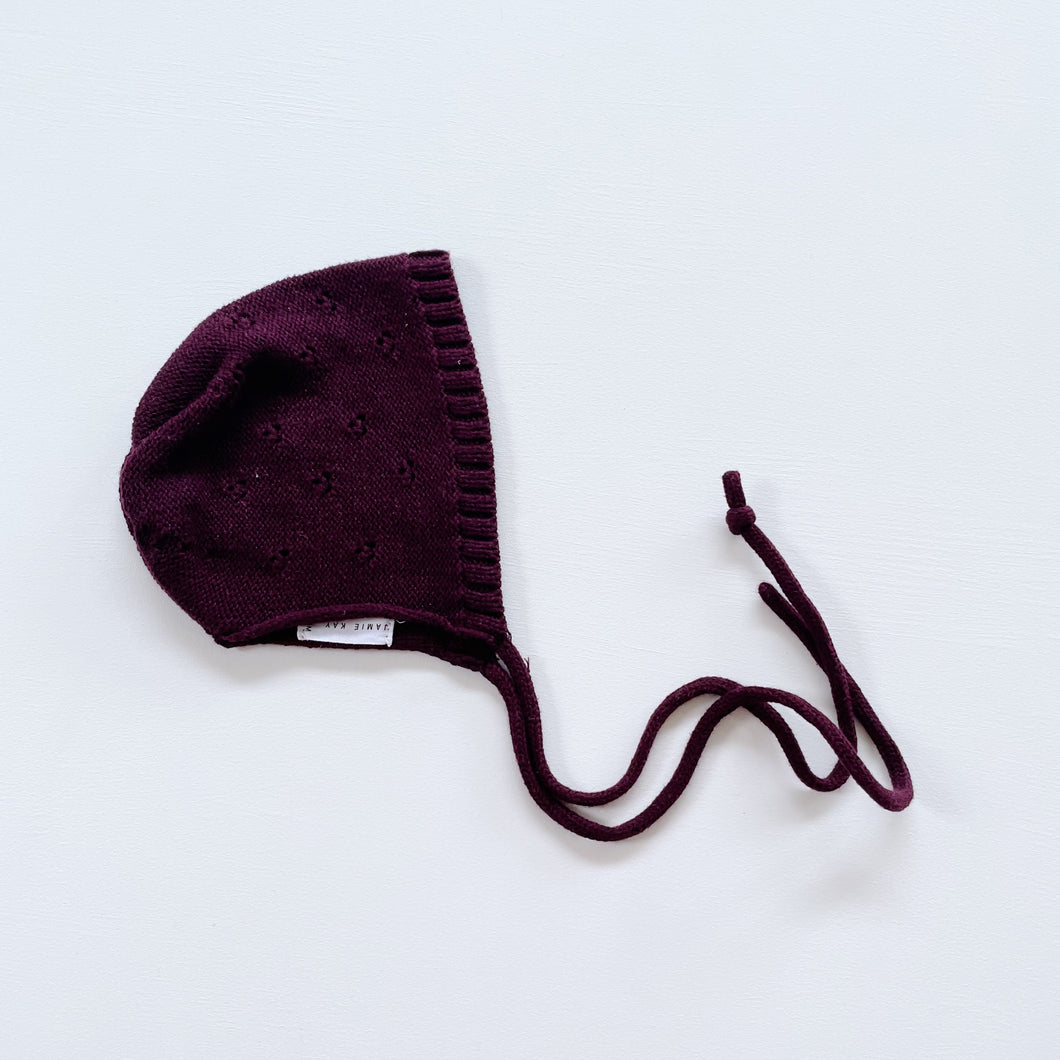 Jamie Kay Knit Bonnet Plum (3-6m)