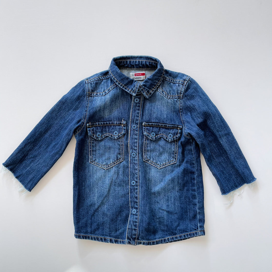 Denim Shirt Raw Hem Dark Blue (2y)