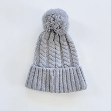 Load image into Gallery viewer, Little Flock of Horrors Merino Knit Pom Pom Hat Grey (nb-3m)
