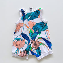 Load image into Gallery viewer, Bonds Wondersuit Summer Romper Blue Palms (newborn)
