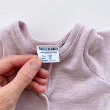 Load image into Gallery viewer, Milly &amp; Milo Footed Merino Onesie Lilac (newborn)
