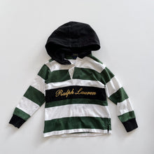 Load image into Gallery viewer, Polo Ralph Lauren Black Hooded L/S Top Green Stripes (3y)
