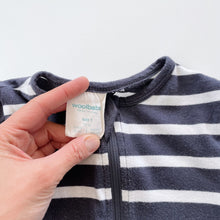 Load image into Gallery viewer, Woolbabe Org Cotton / Merino Onesie Navy Stripes (12-18m)
