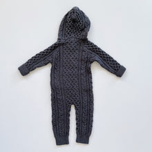 Load image into Gallery viewer, Jamie Kay Textured Hooded Knit Onepiece | Washed Navy (6-12m)
