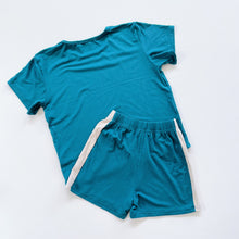 Load image into Gallery viewer, Bel &amp; Bow Bamboo Set Teal/ Beige (6y)
