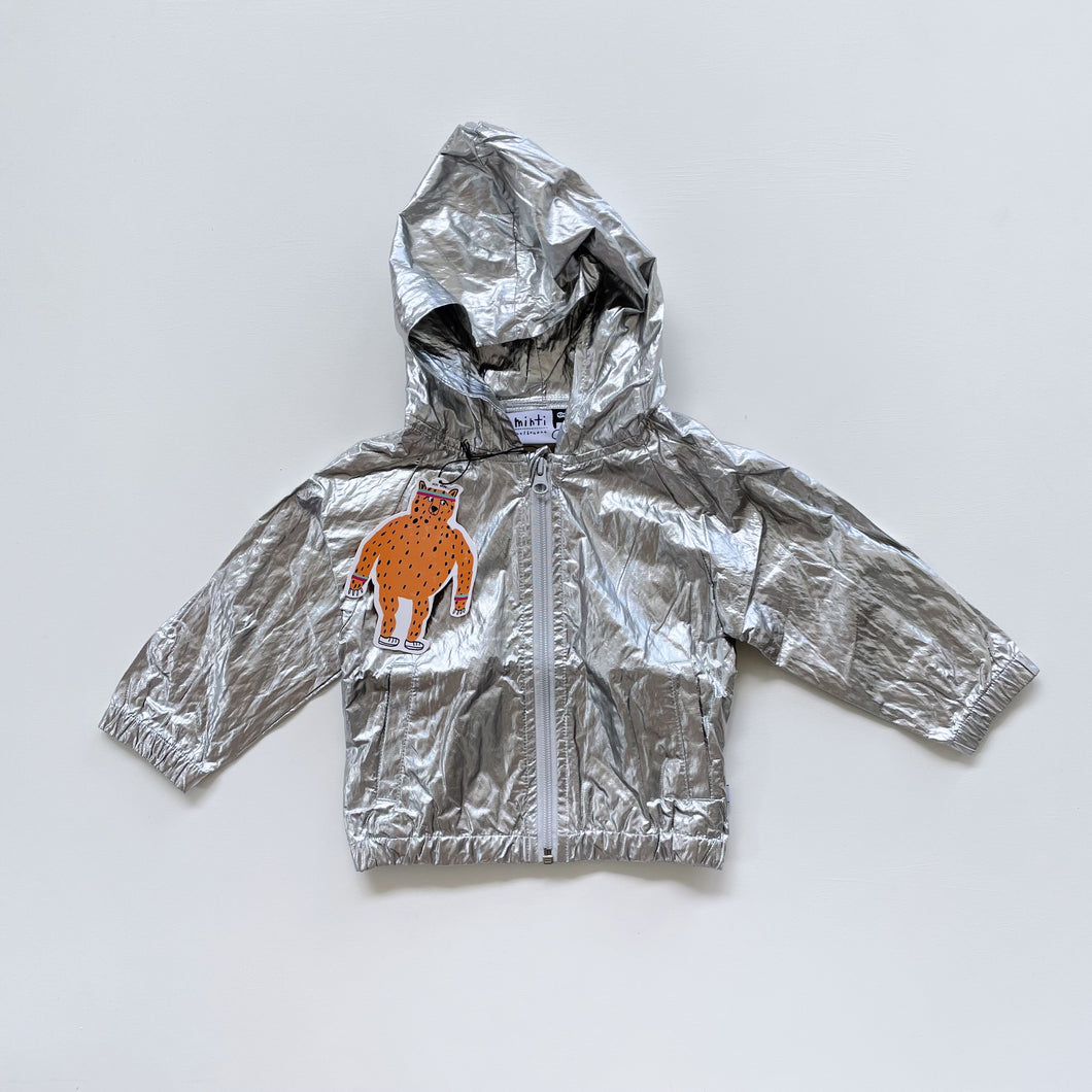 Minti High Shine Anorak Silver Rain Jacket NEW (2y)