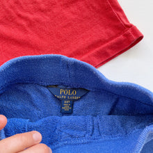 Load image into Gallery viewer, Polo Ralph Lauren Kindy T-Shirt Red + Blue Shorts (2y)
