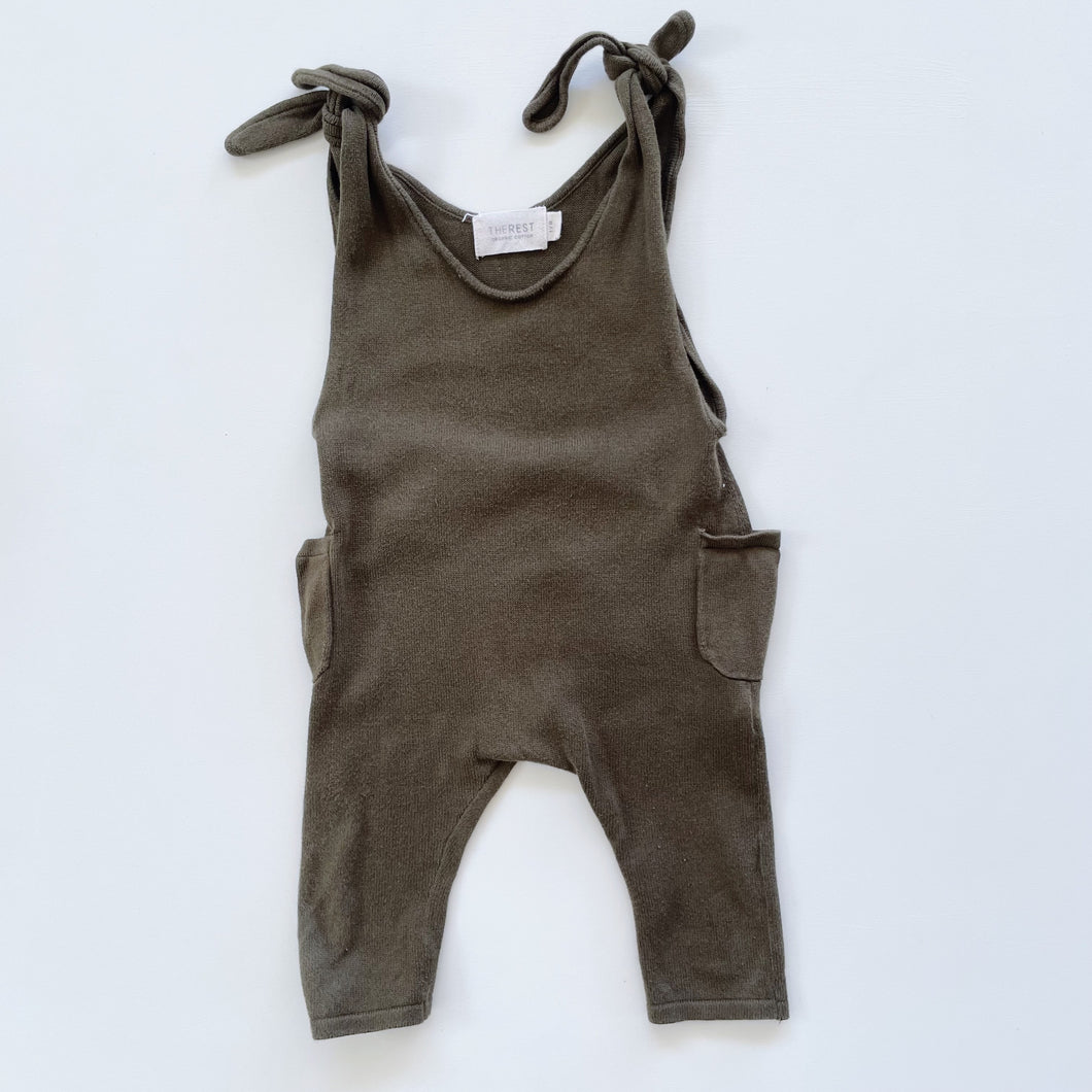 The Rest Organic Knit Overalls Green (1y)