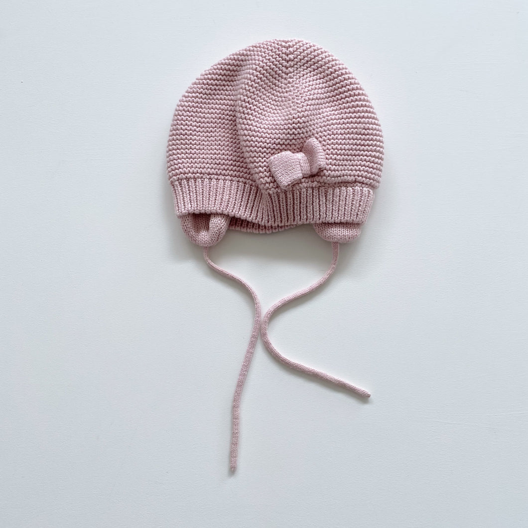 Pink Knitted Bonnet (2y)