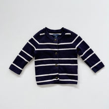 Load image into Gallery viewer, Baby Gap Cotton Knit Cardigan Navy Stripes (6-12m)
