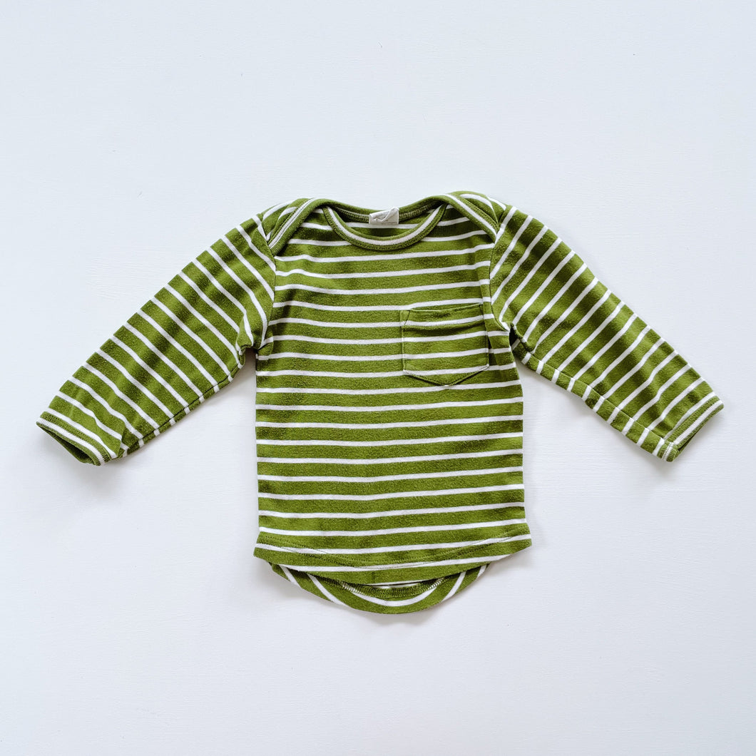 Nature Baby Organic L/S Top Green Stripes (6-12m)