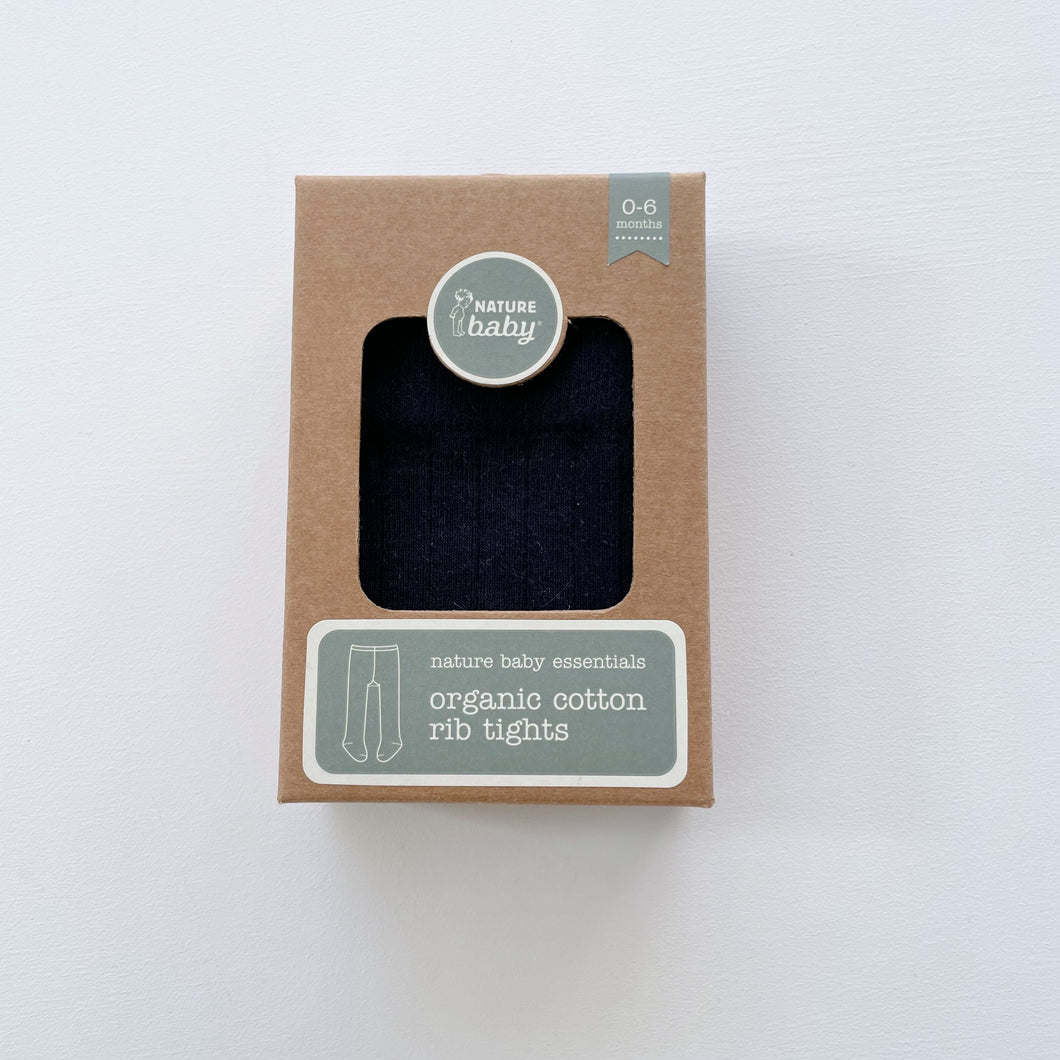Nature Baby Organic Ribbed Tights Navy NEW (0-6m)