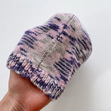 Load image into Gallery viewer, Handmade Wool Hat Purple/ Pink Marble Knit (2y)
