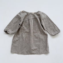 Load image into Gallery viewer, Go Gently Linen/Cotton Dress Grey Stripes (2y)
