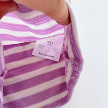 Load image into Gallery viewer, BABU Extra Fine Merino Hat Purple Stripe (6-12m)
