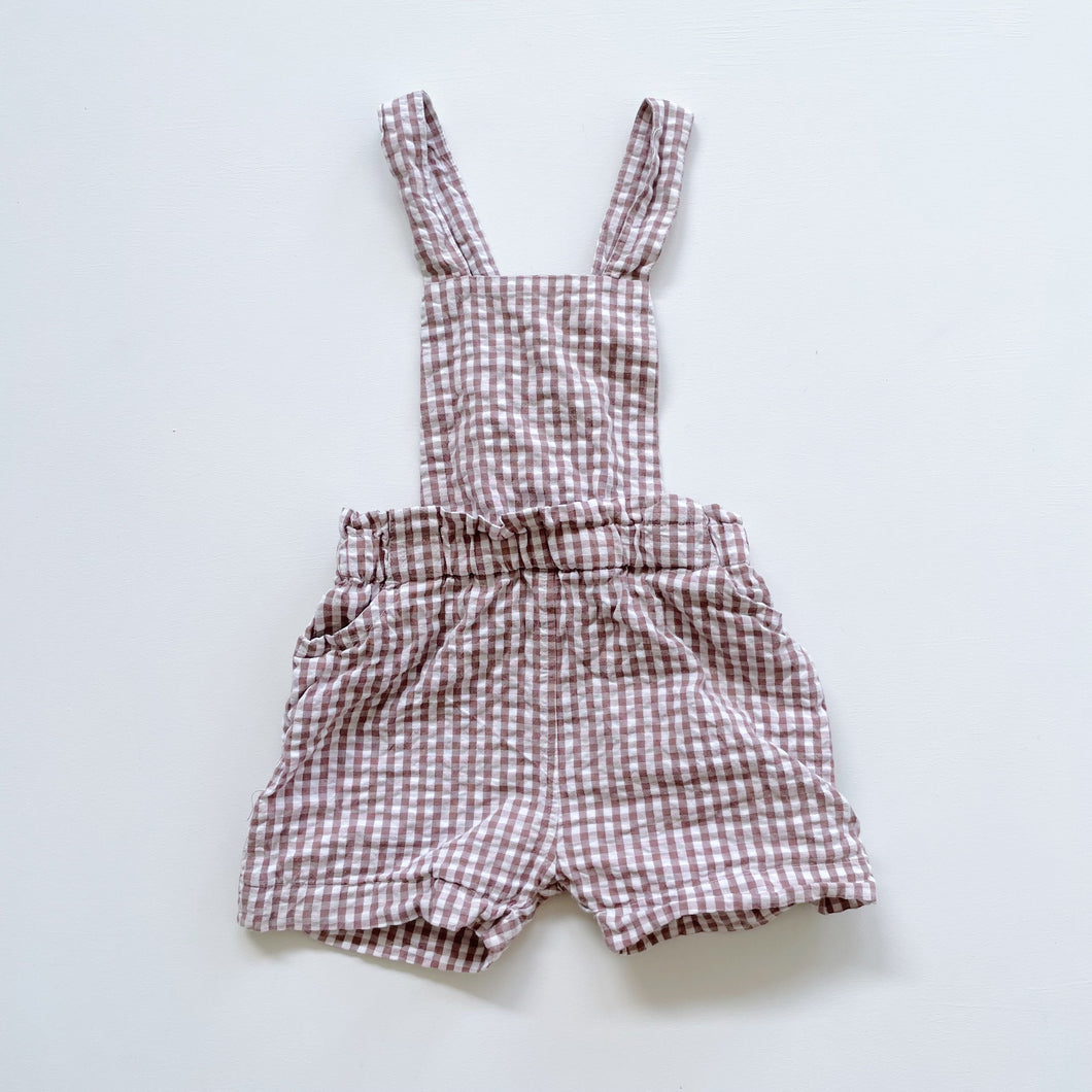 Nature Baby Organic Shortalls Pink Gingham (6-12m)