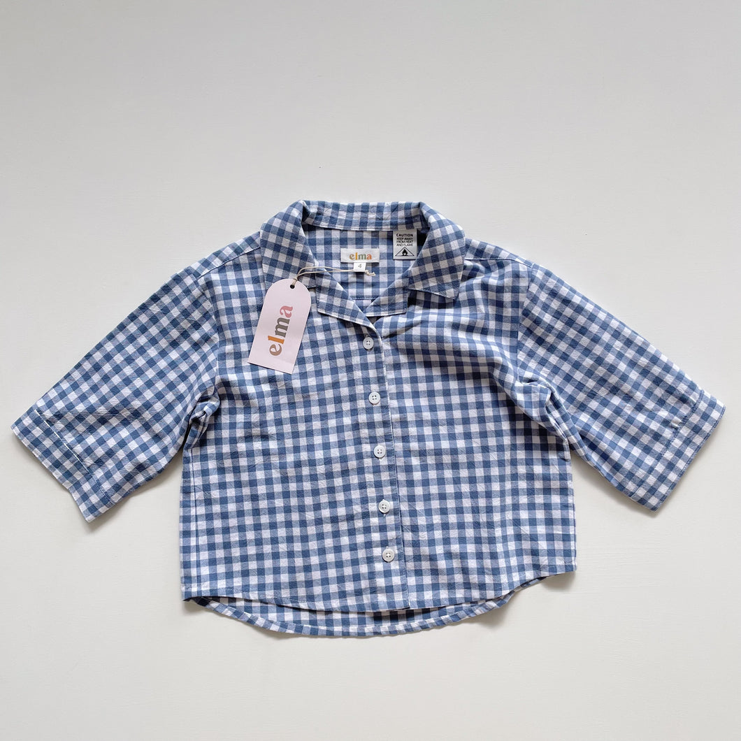 Elma Blue Gingham Shirt NEW (4-6y)