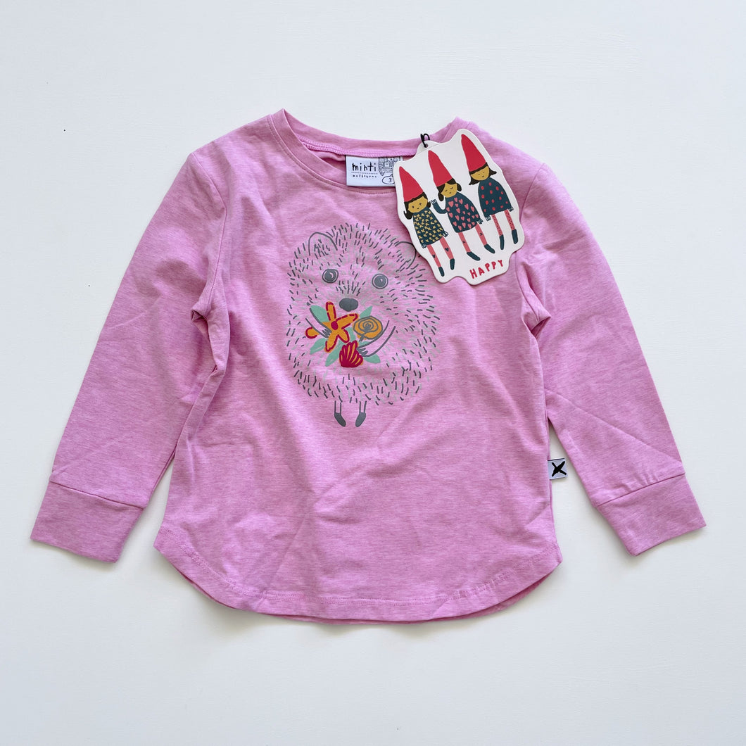 Minti Happy Hedgehog L/S Tee Pink NEW (3y)