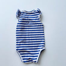 Load image into Gallery viewer, Nature Baby Organic Frill Bodysuit Blue Stripes (1y)

