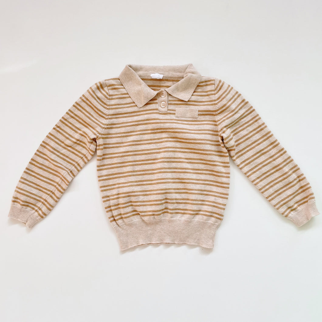 Jamie Kay Stripe Collared Jumper Latte Marle / Oatmeal (4y)