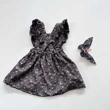 Load image into Gallery viewer, Jamie Kay Organic Cotton Dress + Hair Tie Dark Floral (1y)
