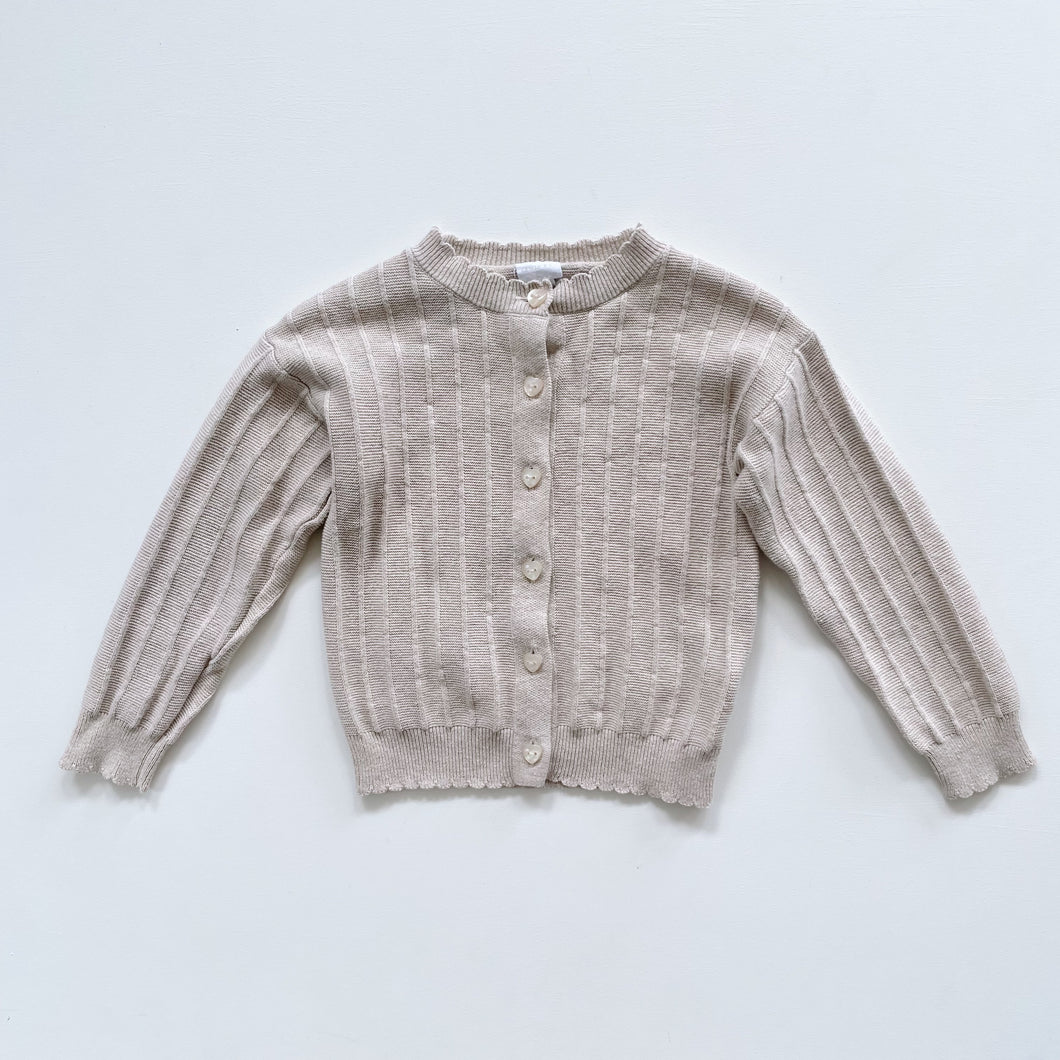 Jamie Kay Vertical Stripe Knit Cardigan Oatmeal Marle (3y)