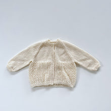 Load image into Gallery viewer, Handmade Wool Cream Cardigan (3-6m)
