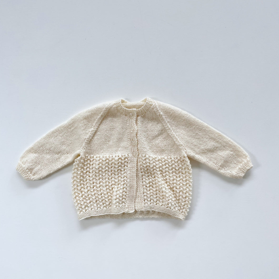Handmade Wool Cream Cardigan (3-6m)